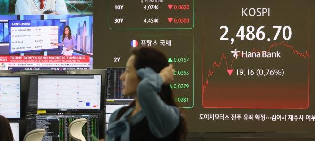 3일 서울 중구 하나은행 본점 딜링룸 현황판 사진연합뉴스