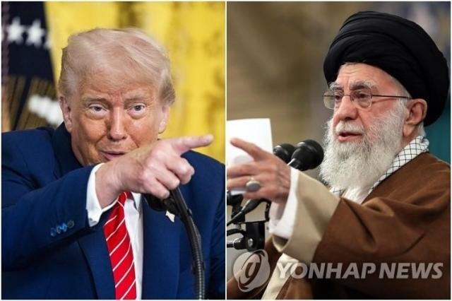 US President Donald Trump left and Iran¡¯s Supreme Leader Ayatollah Ali Khamenei Yonhap