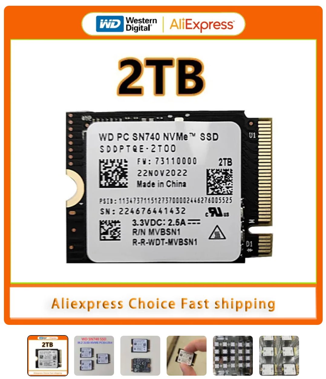 웨스턴 디지털 WD SN740, 1TB M.2 SSD ($68.76무료 - 뽐뿌: 웨스턴 디지털 WD SN740, 1TB M.2 SSD ($68.76무료