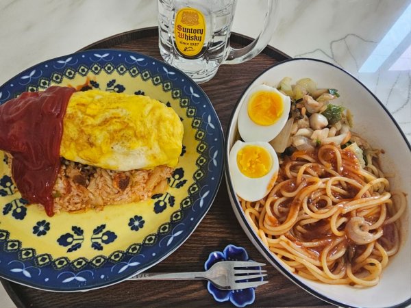 오무라이스랑 파스타 만들었네요