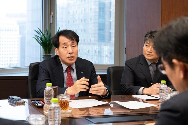 장영진 한국무역보험공사 사장이 8일 서울 종로구 본사에서 열린 美 관세 대응 긴급지원 TF 출범식에서 발언하고 있다 사진한국무역보험공사